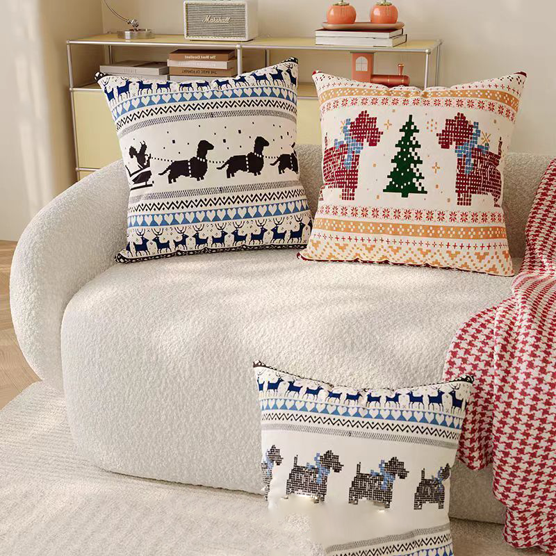 Home Textiles Fair - Christmas Fair Isle Dachshund pillow light