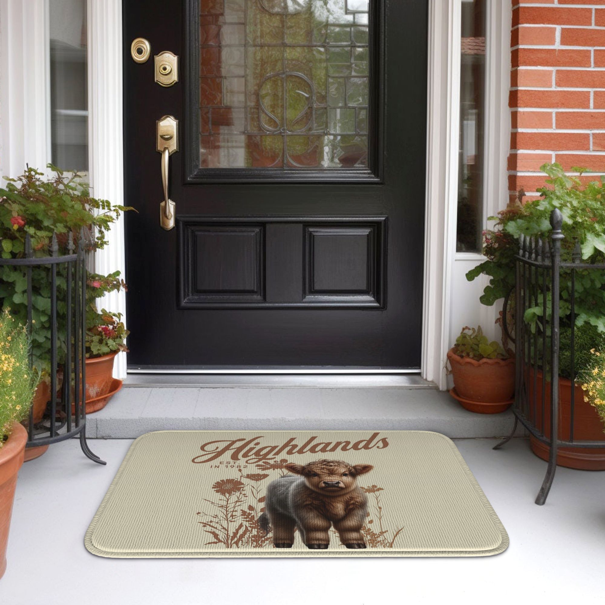 Highland Home Textiles - Baby Highland Cow Fuzzy Scotland Doormat