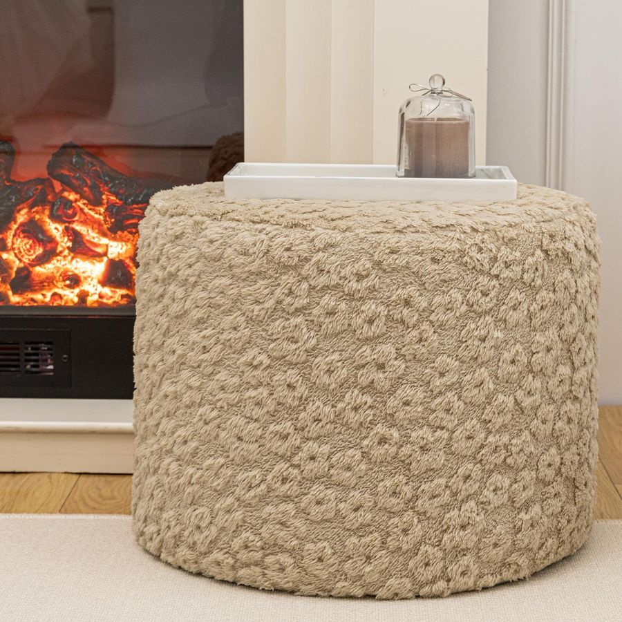 Floor Cushion Pouf - Foot Rest Stuffed Round Boho Floor