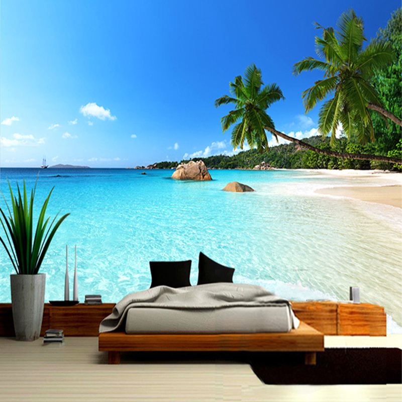Home Textiles Photos - Modern Simple Seaside Landscape Palm Beach