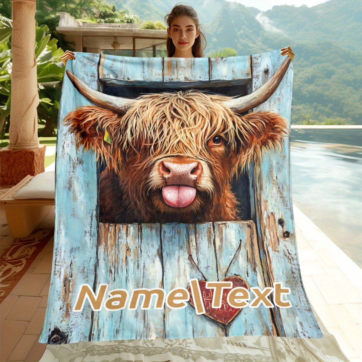 Highland Home Textiles - Personalized Highland Cow Blanket with Customized