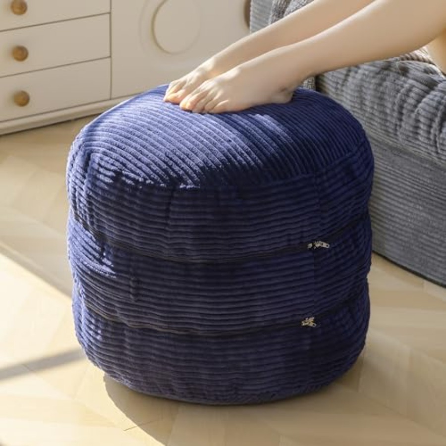Floor Cushion Pouf - Living room foam-filled pouf ottoman, 20x18