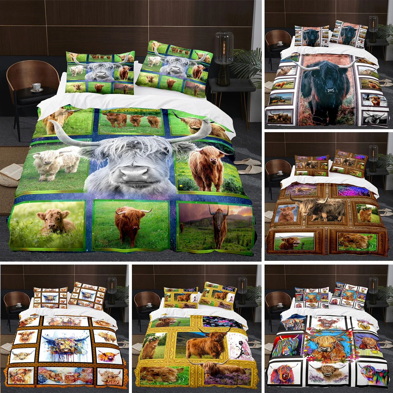 Highland Cow Cattle Farmhouse  – Highland Home Textiles recenzja i cena