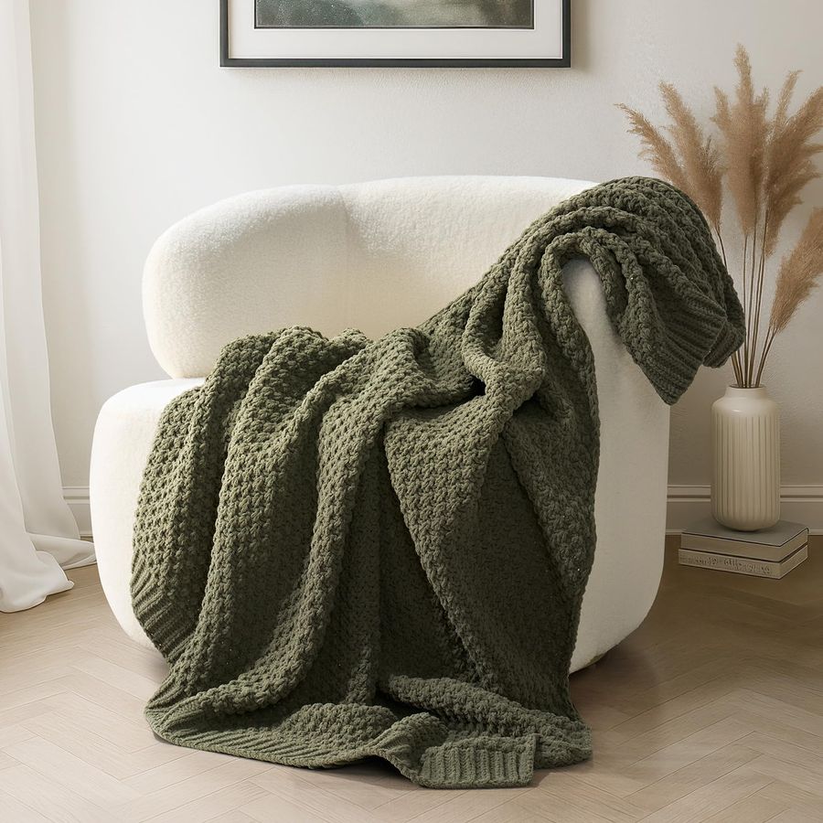 Chunky Chenille Knit Throw Bla – Throw Blanket Chunky Knit recenzja i cena