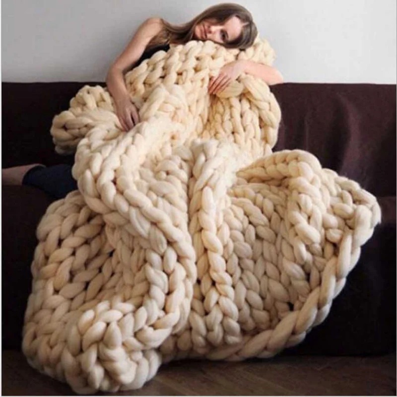 Fashion Chunky Wool Blanket Th – Throw Blanket Chunky Knit recenzja i cena