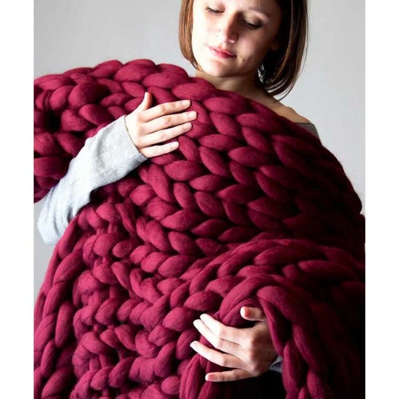 Fashion Chunky Wool Blanket Th – Throw Blanket Chunky Knit recenzja i cena