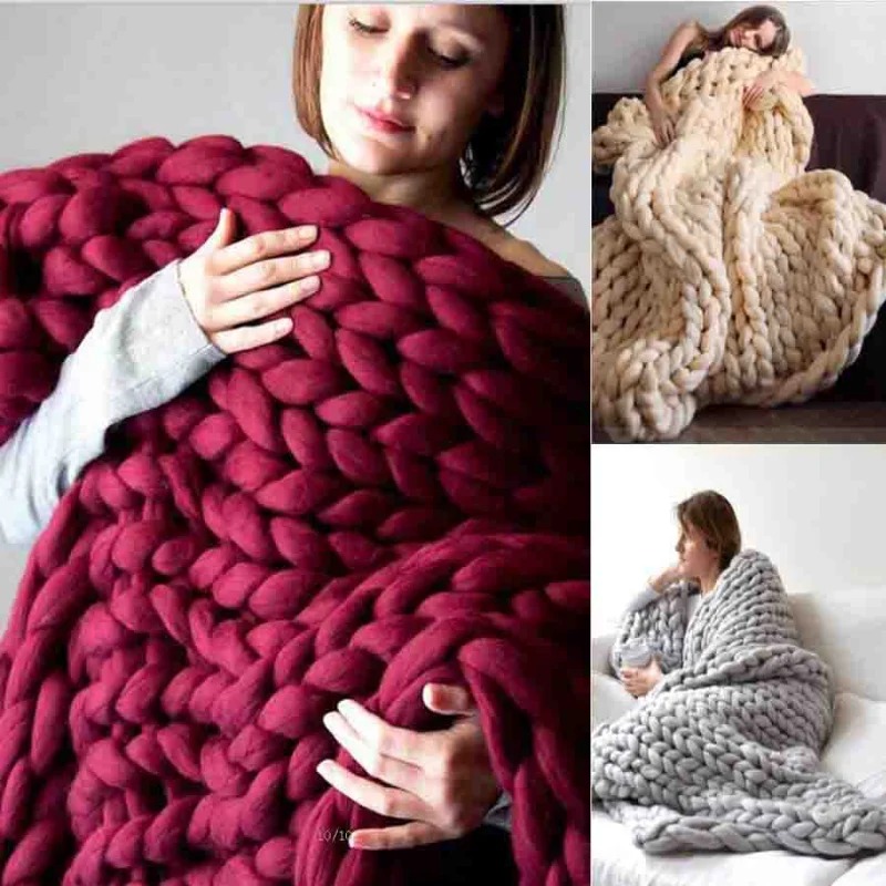 Fashion Chunky Wool Blanket Th – Throw Blanket Chunky Knit recenzja i cena