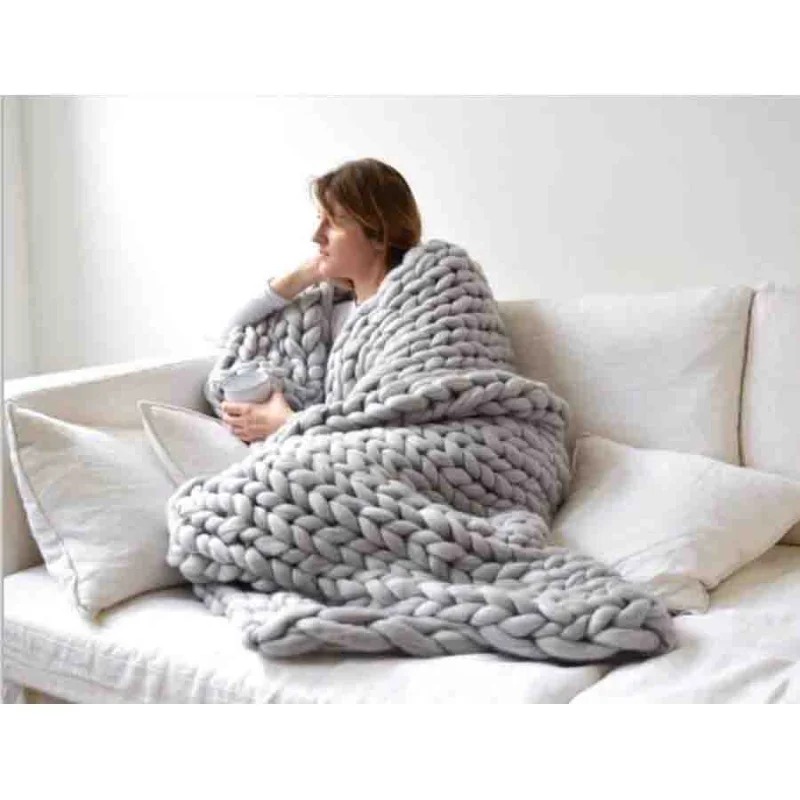 Fashion Chunky Wool Blanket Th – Throw Blanket Chunky Knit recenzja i cena