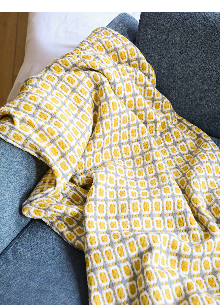 Mustard Yellow Nordic Knitted  – Throw Blanket Chunky Knit recenzja i cena