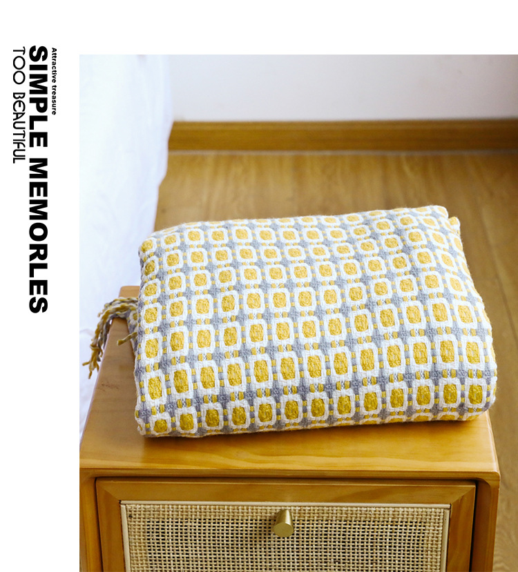 Mustard Yellow Nordic Knitted  – Throw Blanket Chunky Knit recenzja i cena