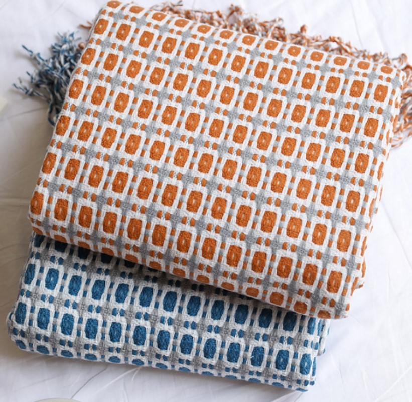 Mustard Yellow Nordic Knitted  – Throw Blanket Chunky Knit recenzja i cena