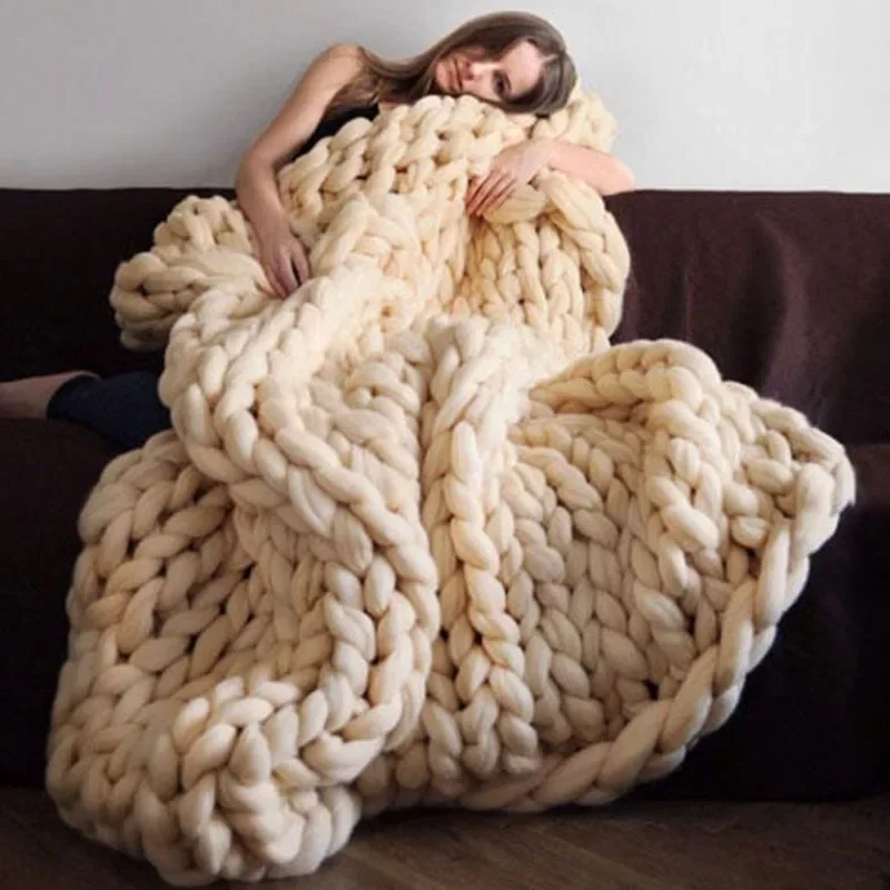 hot Handmade Chunky Knitted Bl – Throw Blanket Chunky Knit recenzja i cena