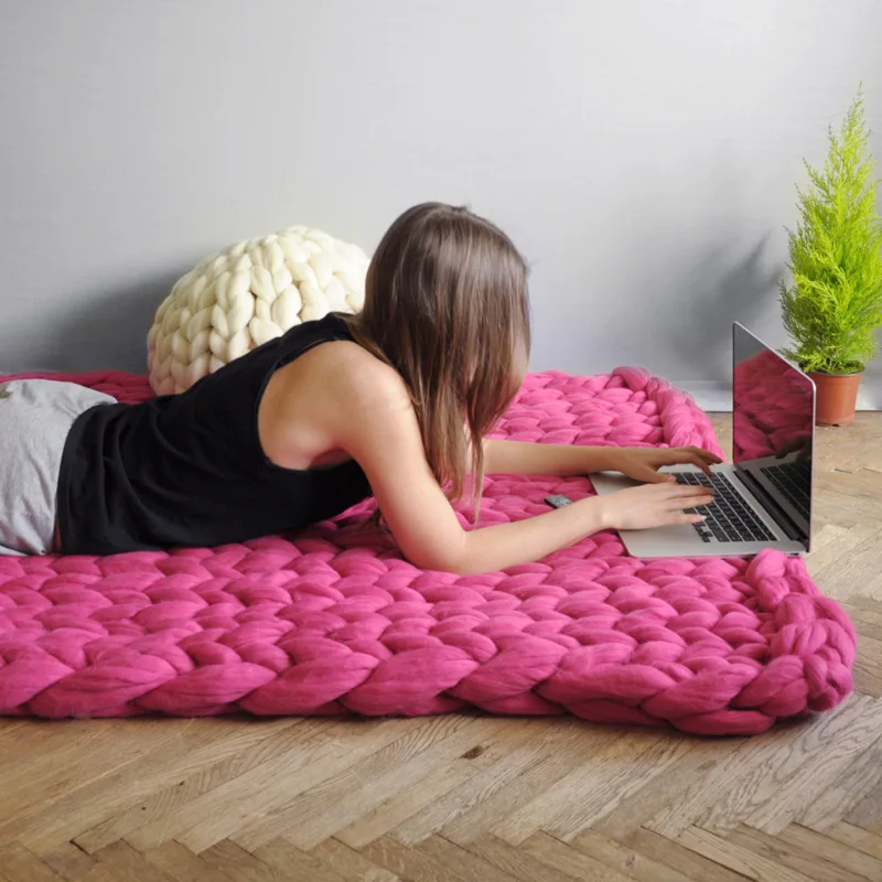 hot Handmade Chunky Knitted Bl – Throw Blanket Chunky Knit recenzja i cena
