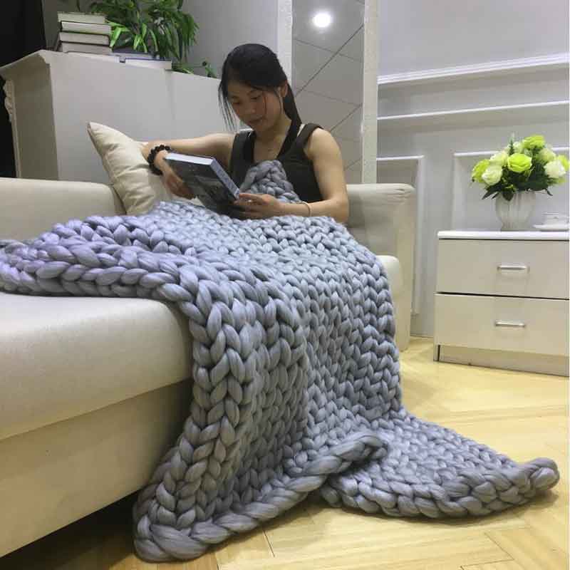 Fashion Hand Chunky Knitted Bl – Throw Blanket Chunky Knit recenzja i cena