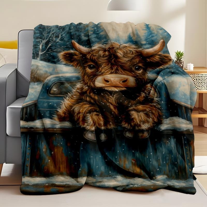 Highland Cow Blankets Flannel  – Highland Home Textiles recenzja i cena