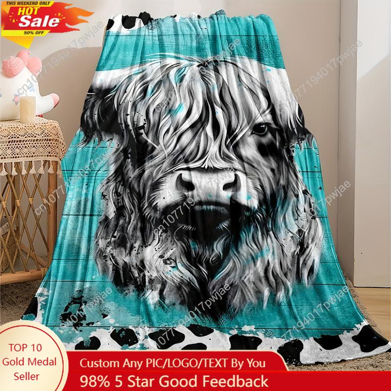 Cozy Soft Highland Cow Flannel – Throw Blanket Chunky Knit recenzja i cena