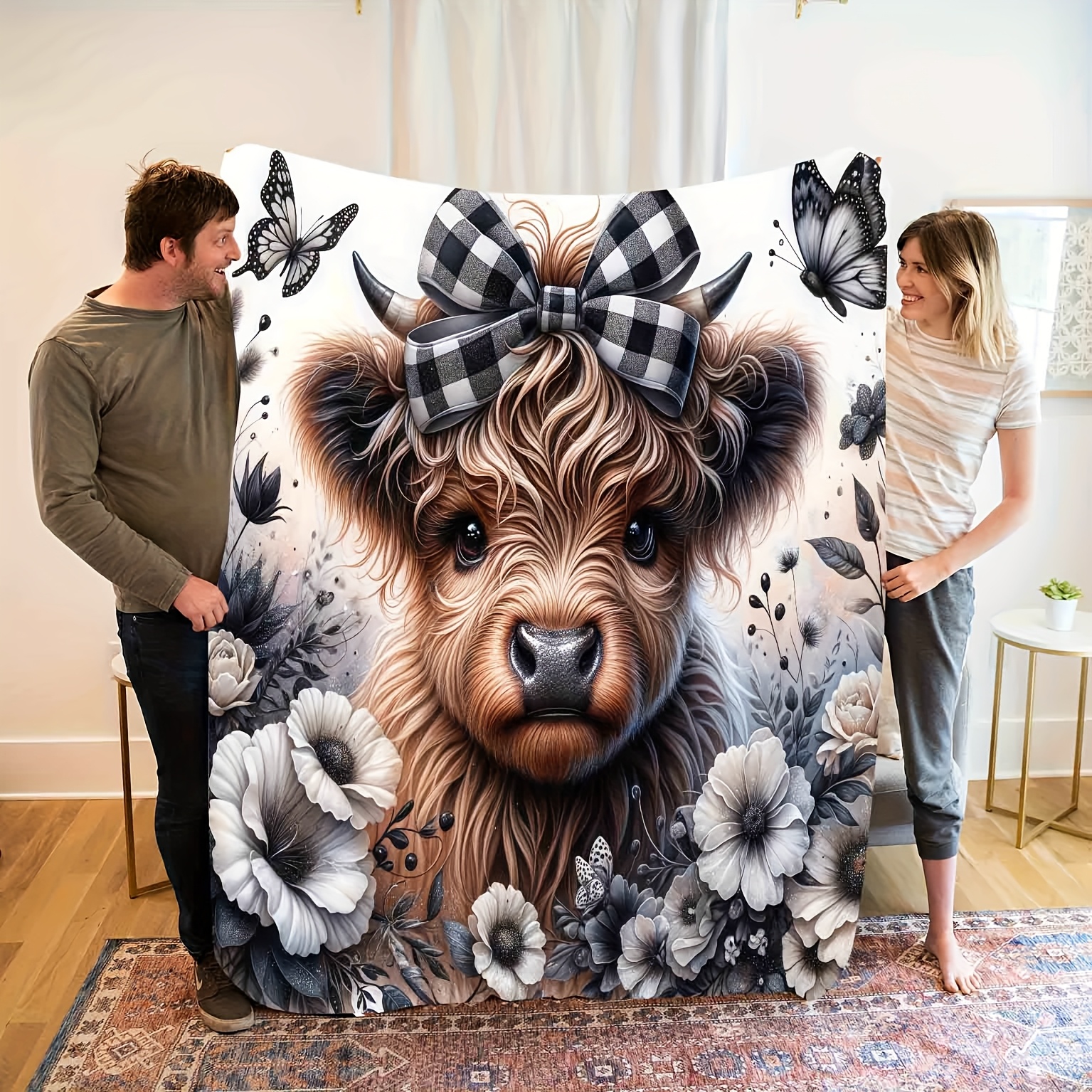 Highland Cow Plaid Blanket - C – Highland Home Textiles recenzja i cena