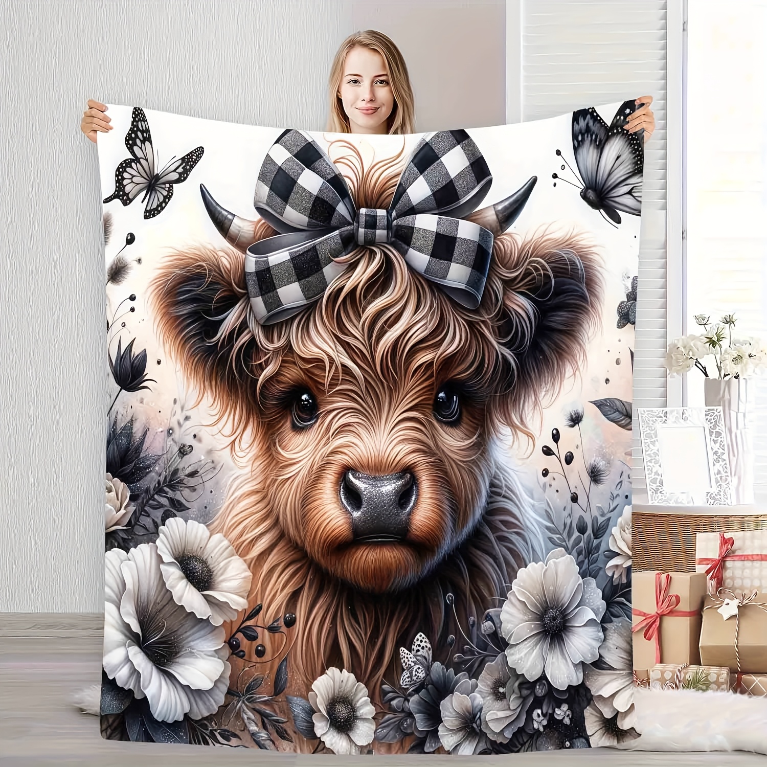 Highland Cow Plaid Blanket - C – Highland Home Textiles recenzja i cena