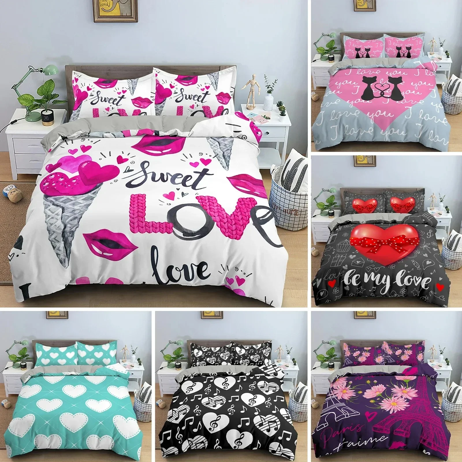 3D Love Heart Duvet Cover Pari – Home Textiles Paris recenzja i cena
