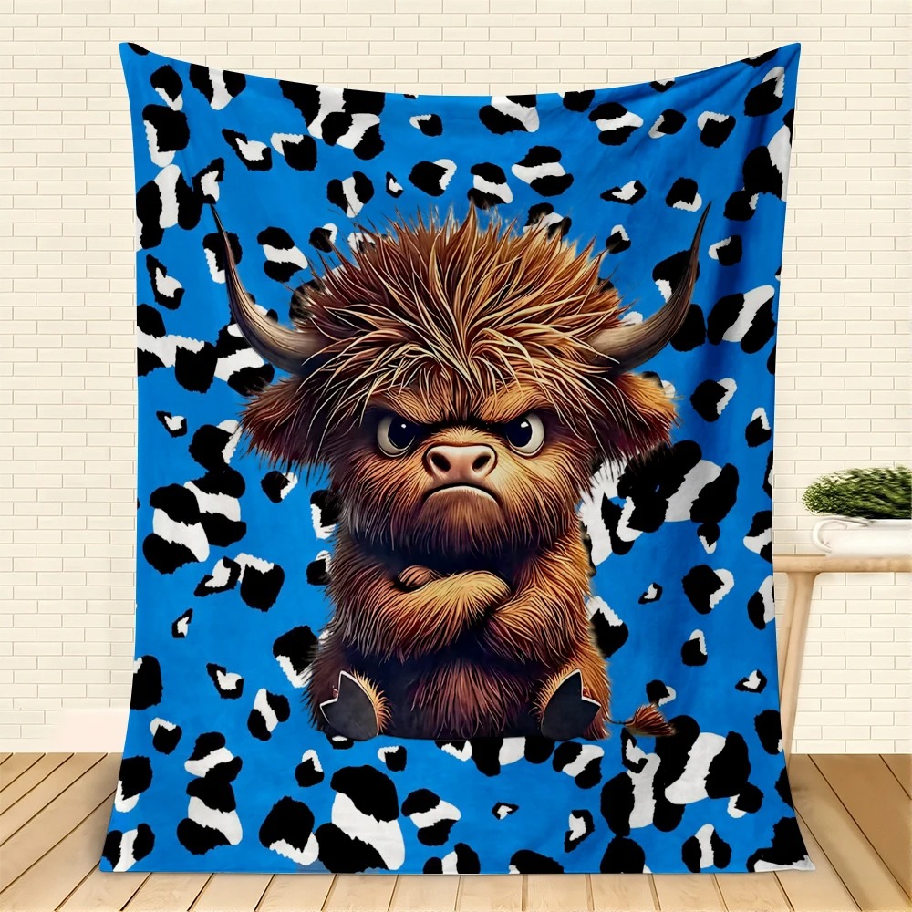 1PC Cute Highland cow Blanket  – Highland Home Textiles recenzja i cena
