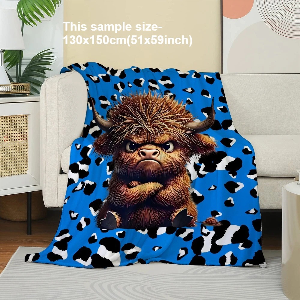 1PC Cute Highland cow Blanket  – Highland Home Textiles recenzja i cena
