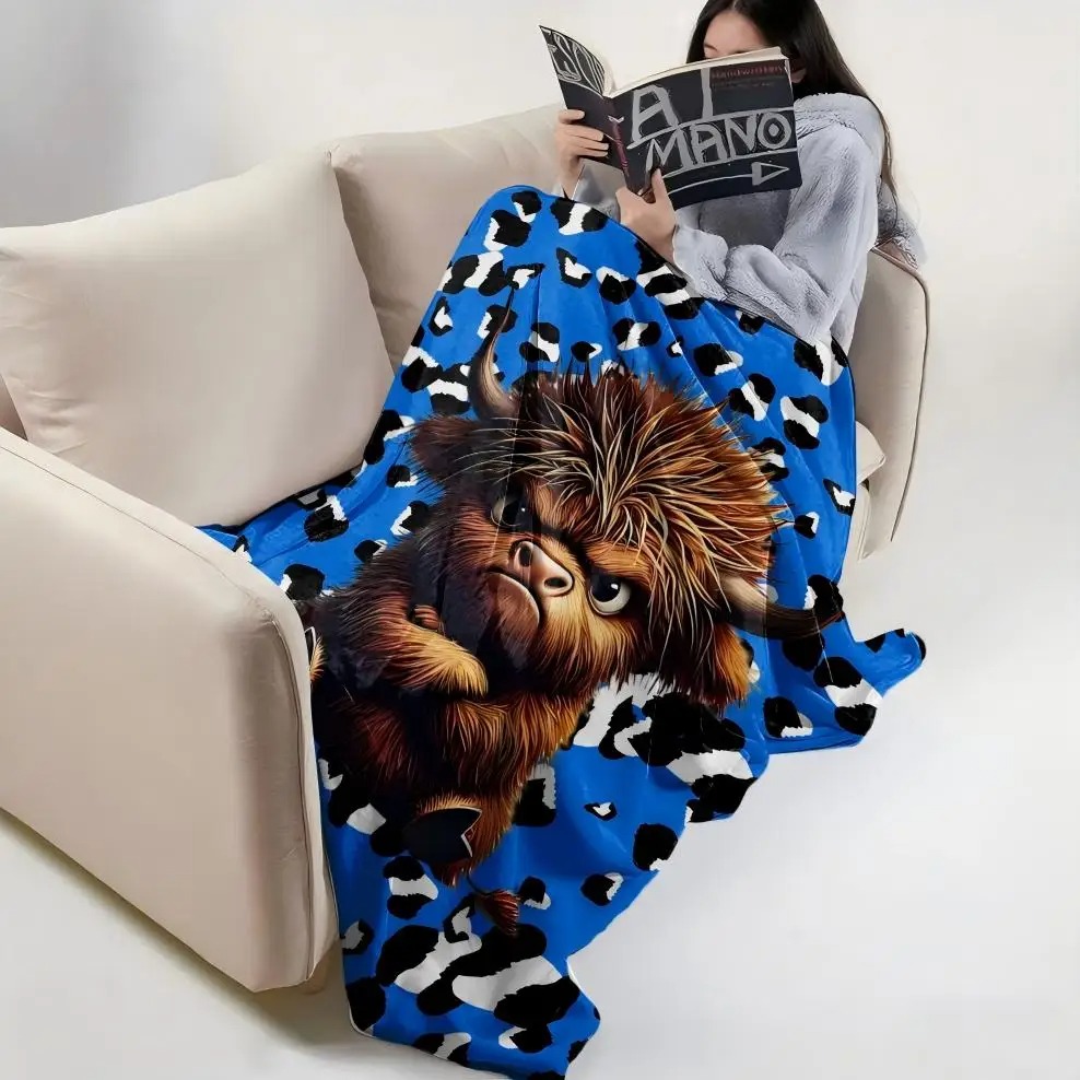 1PC Cute Highland cow Blanket  – Highland Home Textiles recenzja i cena