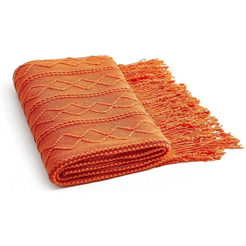 Orange Knitted Throw Blankets  – Throw Blanket Chunky Knit recenzja i cena