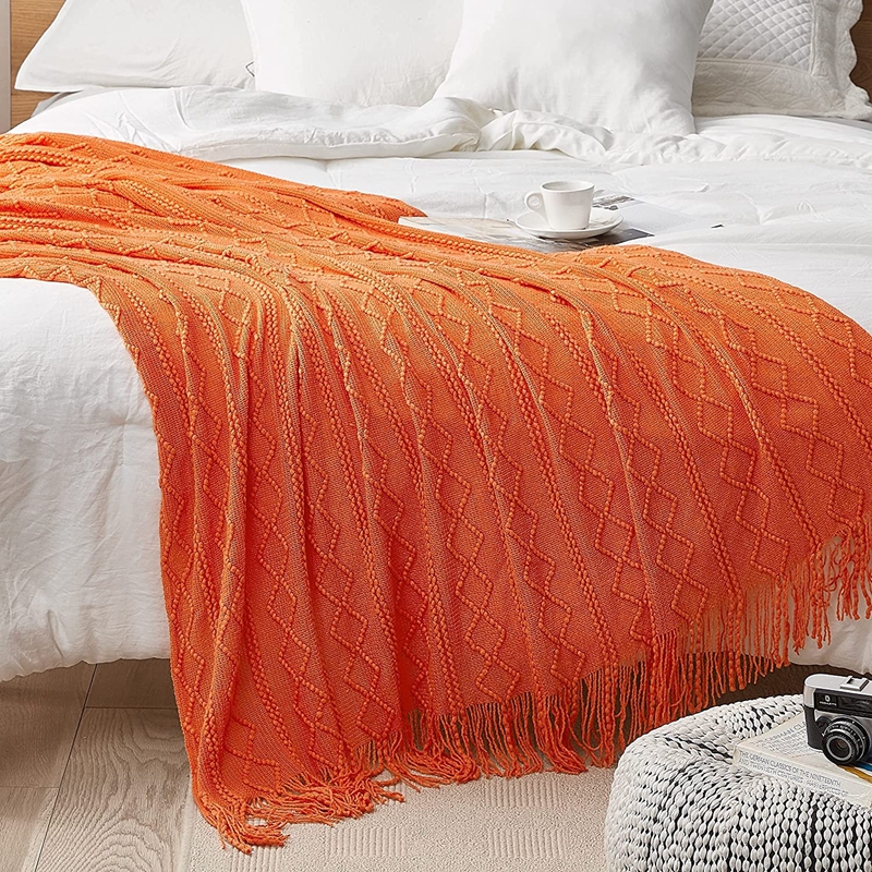 Orange Knitted Throw Blankets  – Throw Blanket Chunky Knit recenzja i cena