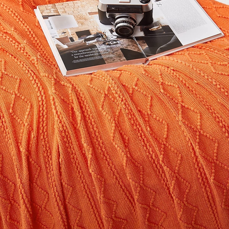Orange Knitted Throw Blankets  – Throw Blanket Chunky Knit recenzja i cena