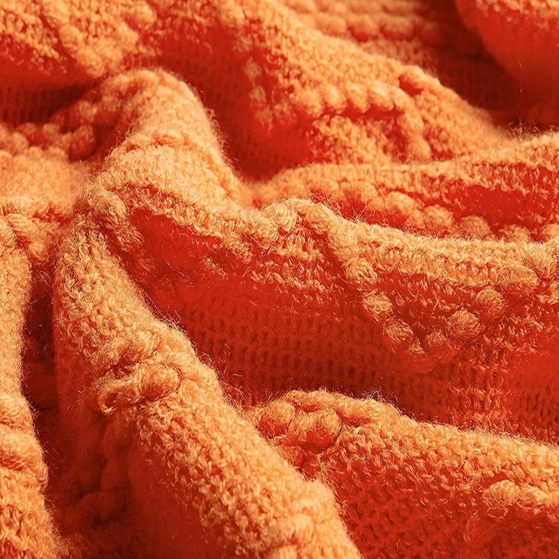 Orange Knitted Throw Blankets  – Throw Blanket Chunky Knit recenzja i cena