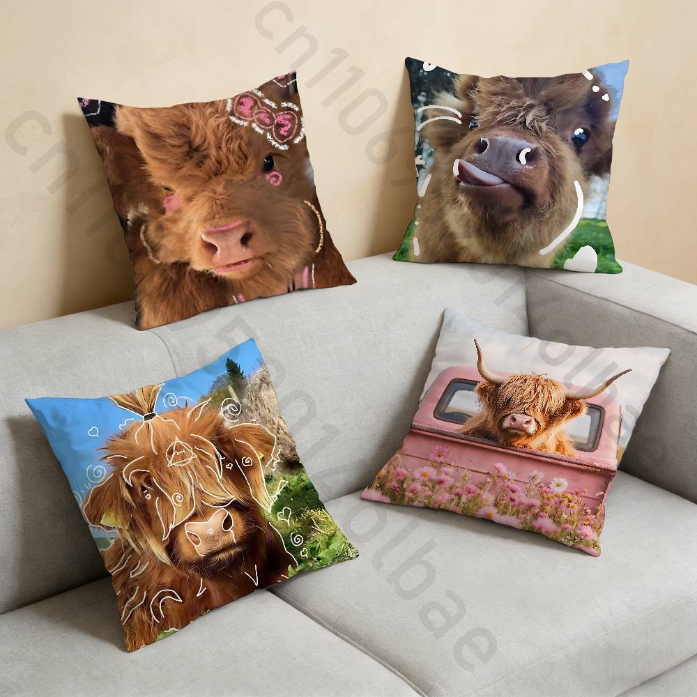 Cute Highland Cow Pillow Case  – Highland Home Textiles recenzja i cena