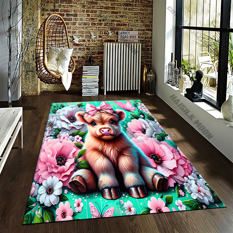 Highland calf flowers wooden b – Highland Home Textiles recenzja i cena