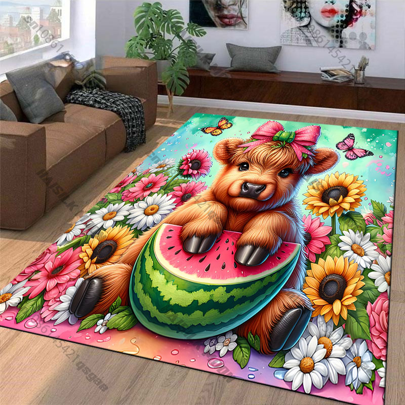 Highland calf flowers wooden b – Highland Home Textiles recenzja i cena