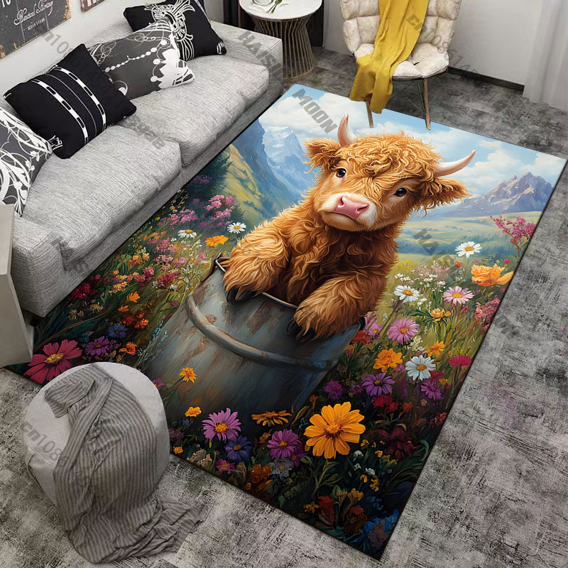 Highland calf flowers wooden b – Highland Home Textiles recenzja i cena