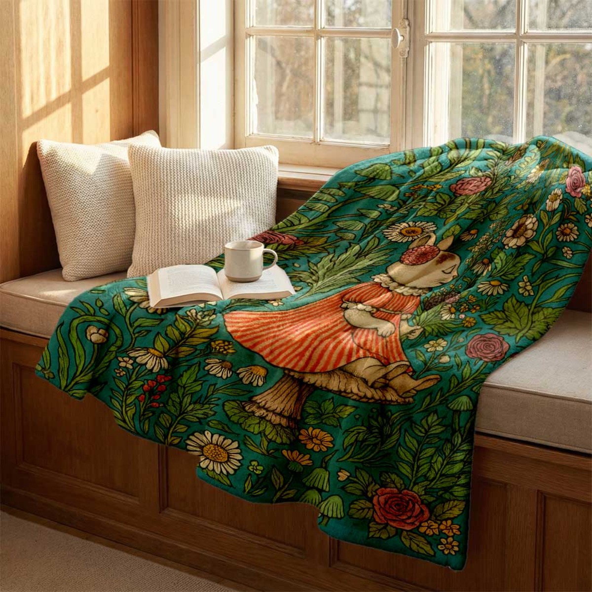 Whimsical Floral Rabbit Throw  – Throw Blanket Chunky Knit recenzja i cena